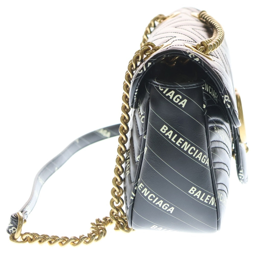 GUCCI(グッチ) GGマーモント バレンシアガコラボ キルティング チェーンバッグ ショルダーバッグ ブラック レザー 443497 ゴールド金具 レディース
