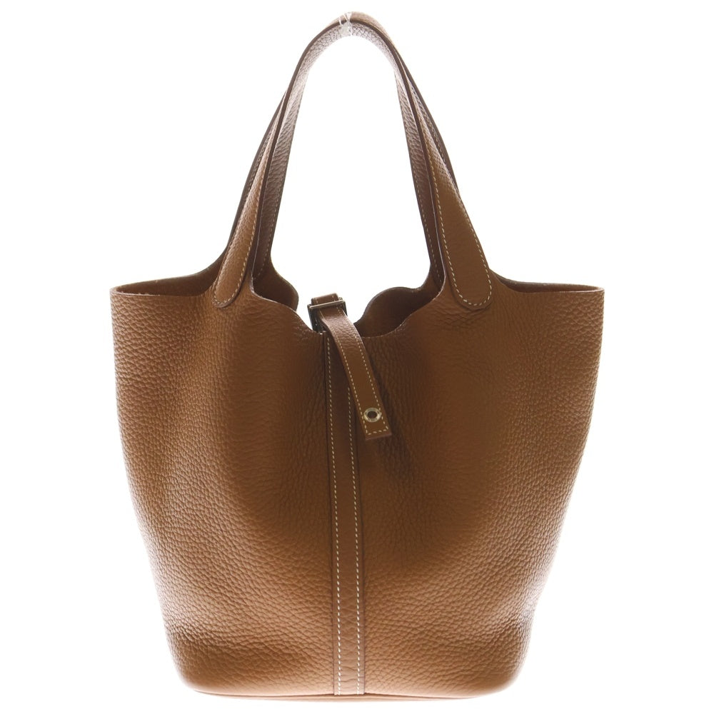 HERMES(エルメス) ピコタンロックMM ゴールド トリヨンクレマンス ハンドバッグ シルバー金具 U刻印 レディース