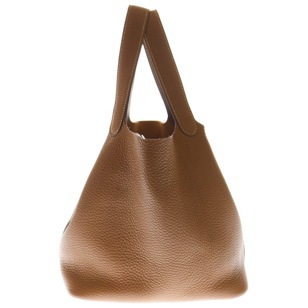 HERMES(エルメス) ピコタンロックMM ゴールド トリヨンクレマンス ハンドバッグ シルバー金具 U刻印 レディース