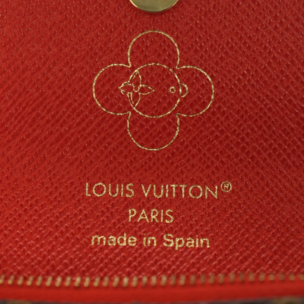 LOUIS VUITTON(ルイヴィトン) モノグラム ヴィヴィエンヌ ポルトモネ ロザリ コンパクトウォレット 三つ折り財布 ブラウン×レッド レザー×PVC M12220 ゴールド金具 レディース
