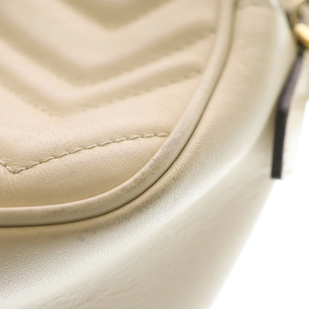 GUCCI(グッチ) GGマーモント ショルダーバッグ ミニバッグ チェーンバッグ ホワイト レザー 448065 ゴールド金具 レディース
