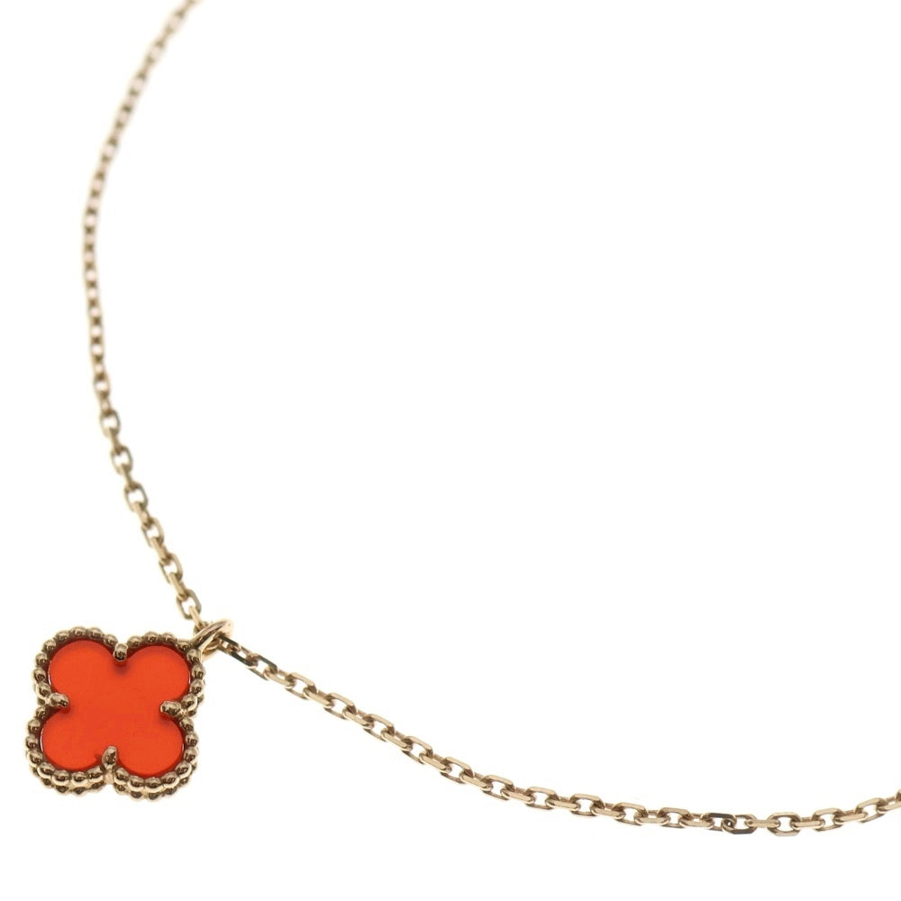 Van Cleef & Arpels(ヴァンクリーフアンドアーペル) スウィートアルハンブラ カーネリアン ネックレス K18 Au750 PG ピンクゴールド ペンダント レディース