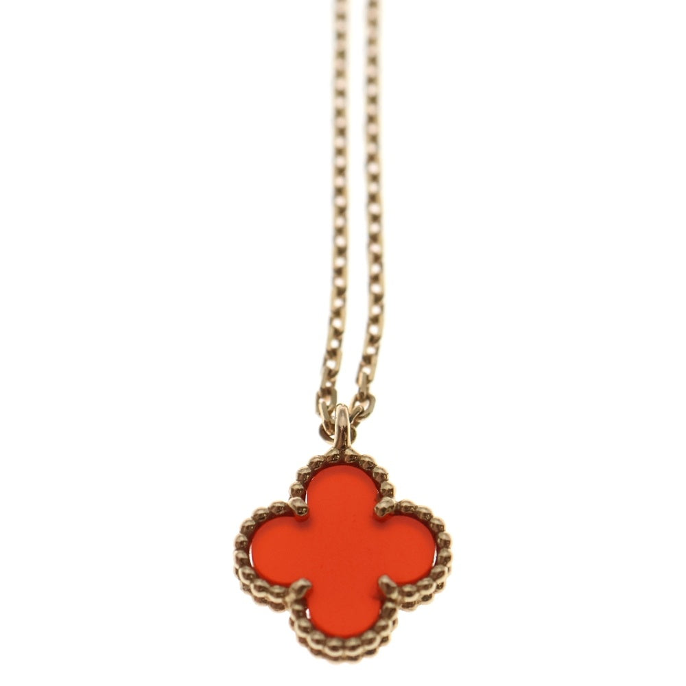 Van Cleef & Arpels(ヴァンクリーフアンドアーペル) スウィートアルハンブラ カーネリアン ネックレス K18 Au750 PG ピンクゴールド ペンダント レディース