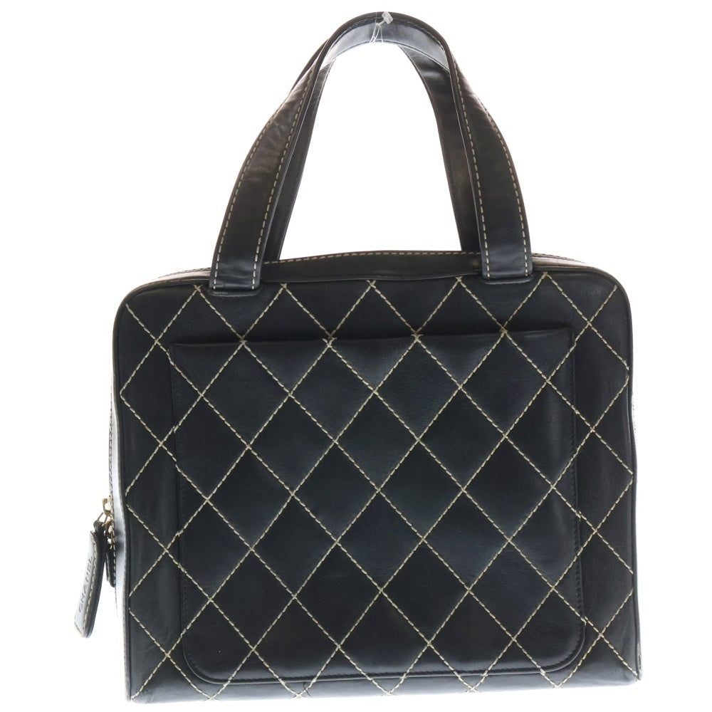 CHANEL(シャネル) ココマーク ワイルドステッチ ハンドバッグ ブラック レザー ゴールド金具 レディース