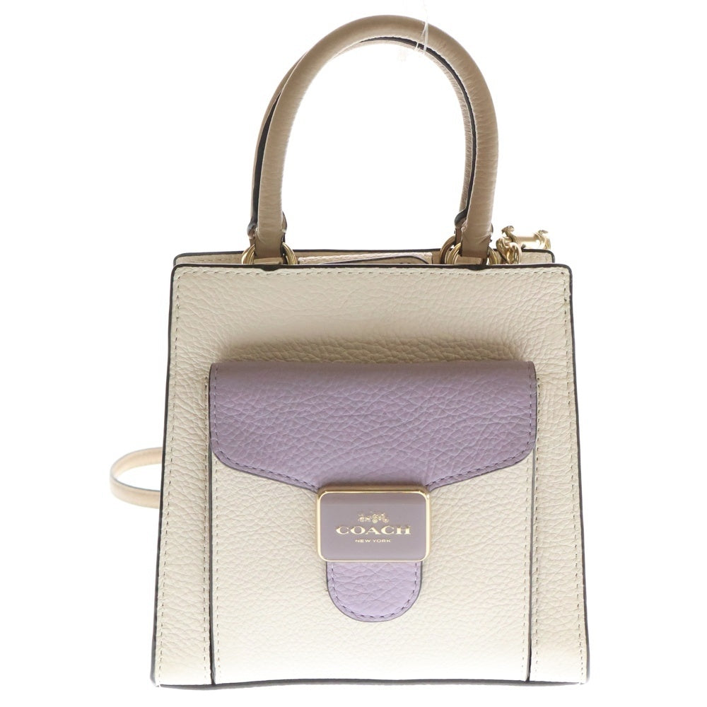 COACH(コーチ) 2WAYバッグ ハンドバッグ ショルダーバッグ チェーンバッグ ミニバッグ バイカラー ライトピンク×ライトブルー×パープル レザー ゴールド金具 レディース