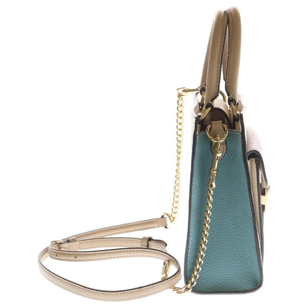 COACH(コーチ) 2WAYバッグ ハンドバッグ ショルダーバッグ チェーンバッグ ミニバッグ バイカラー ライトピンク×ライトブルー×パープル レザー ゴールド金具 レディース