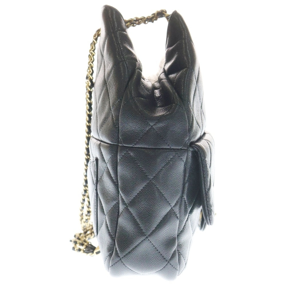 CHANEL(シャネル) チェーンショルダー バックパック キャビアスキン ゴールド金具 レディース