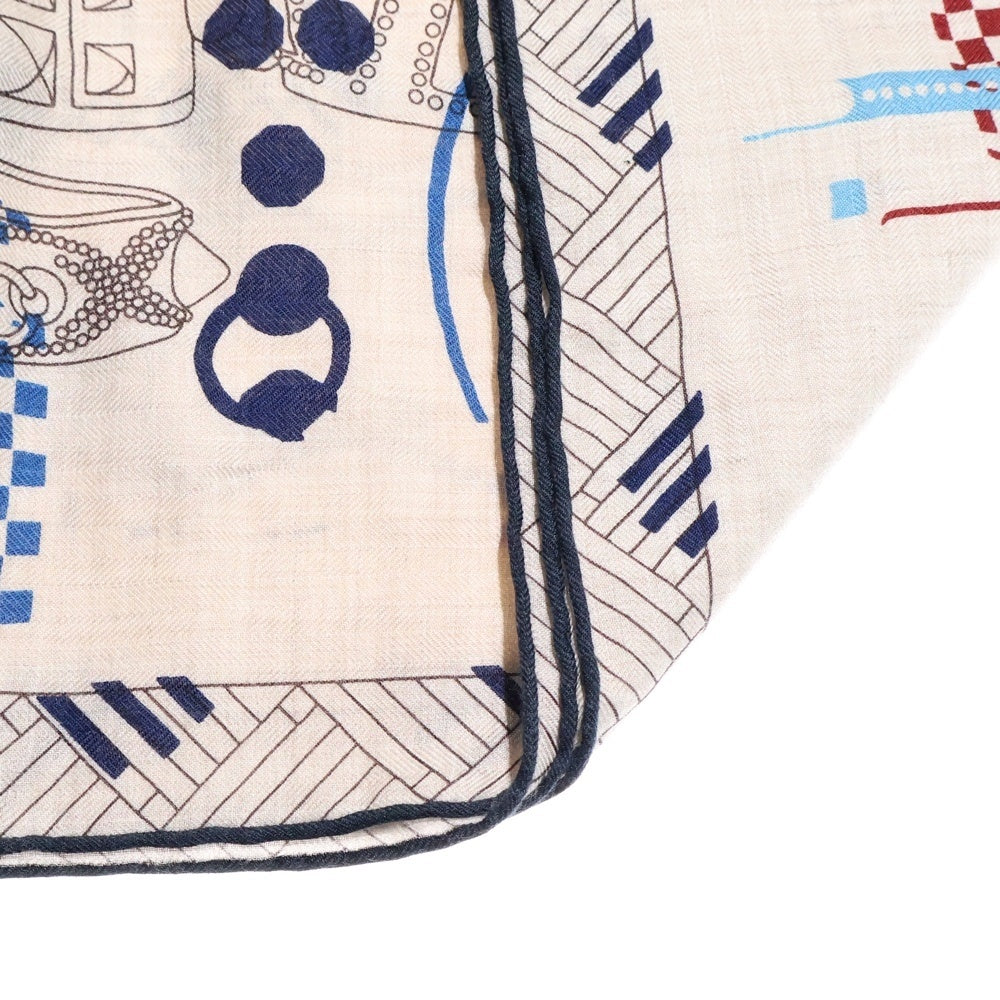 HERMES(エルメス) 23AW レクタングル コリエ・ド・シアン スカーフ ベージュ カシミヤシルク