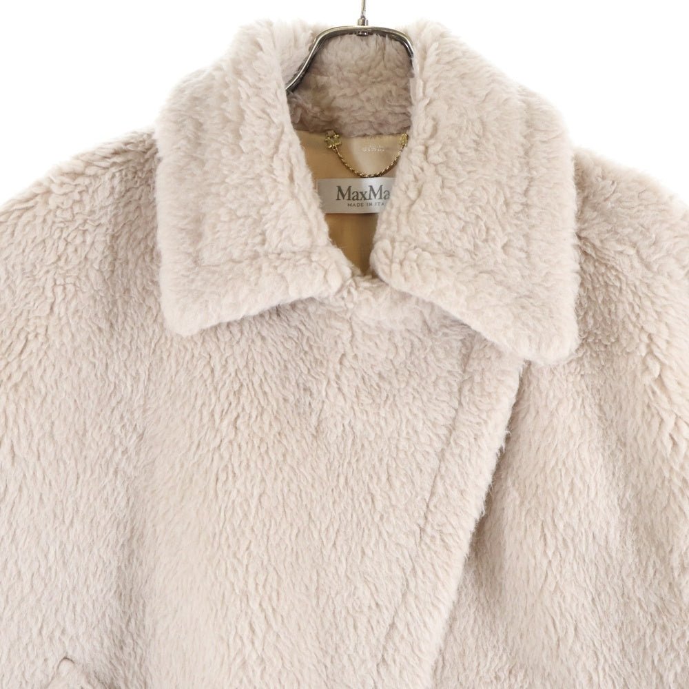 Max Mara(マックスマーラ) テディベア アルパカウール ダブルブレスト ケープ ショート コート ポンチョ ピンクベージュ レディース 23473619336