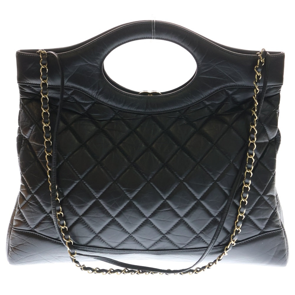 CHANEL(シャネル) シャネル31 ラージ ブラック カーフスキンハンドバッグ ゴールド金具 AS1010 レディース