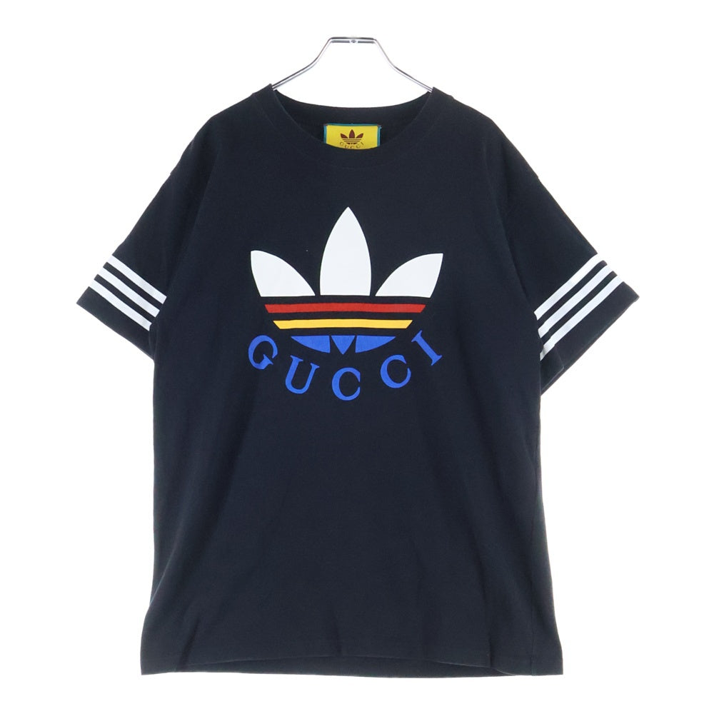 GUCCI(グッチ) 22SS ×adidas アディダス フロントロゴクルーネック半袖Tシャツ ブラック 616036