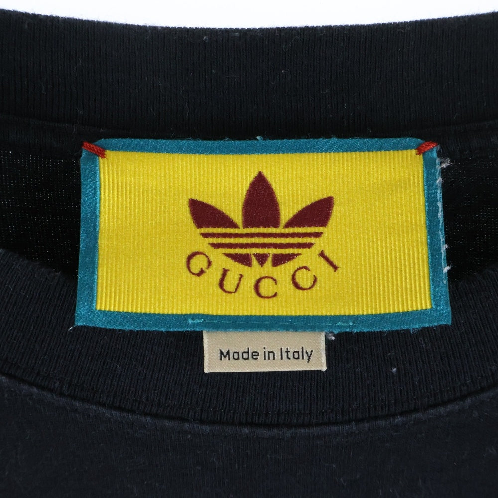 GUCCI(グッチ) 22SS ×adidas アディダス フロントロゴクルーネック半袖Tシャツ ブラック 616036