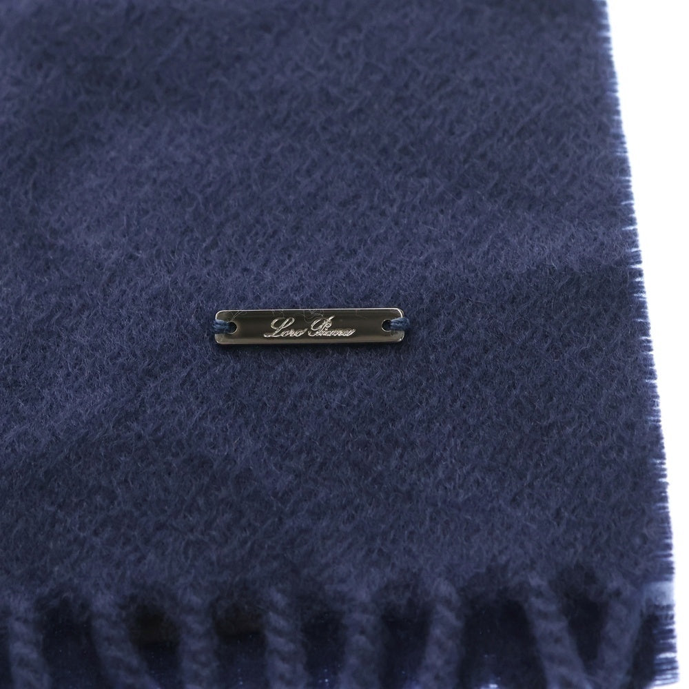 Loro Piana(ロロピアーナ) ロゴ カシミヤ ウール マフラー ネイビー