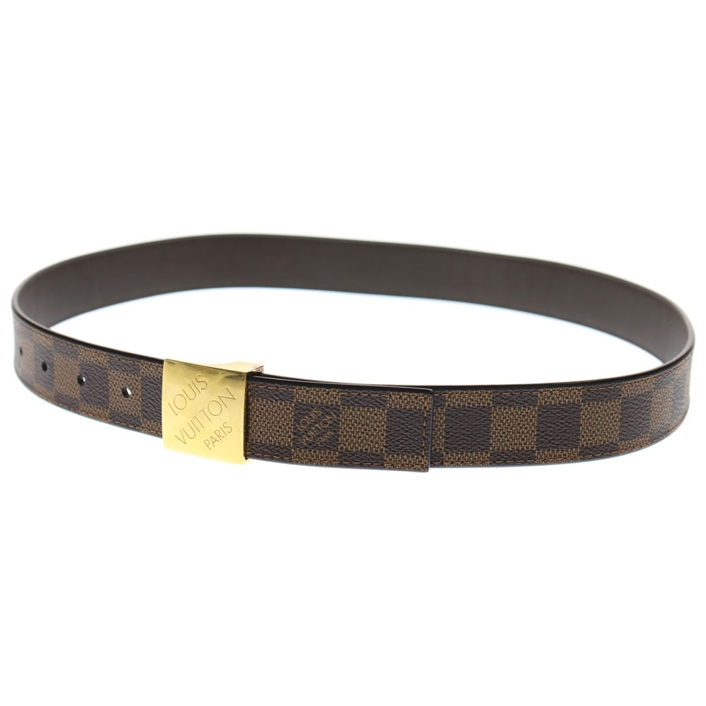 LOUIS VUITTON(ルイヴィトン) ダミエ エベヌ サンチュール キャレ ベルト ブラウン M6944V ゴールド金具 レディース