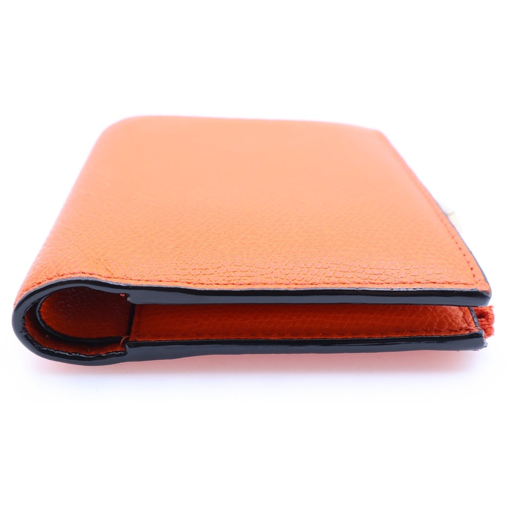 Valextra(ヴァレクストラ) 二つ折りコンパクト財布 ウォレット オレンジ レザー レディース