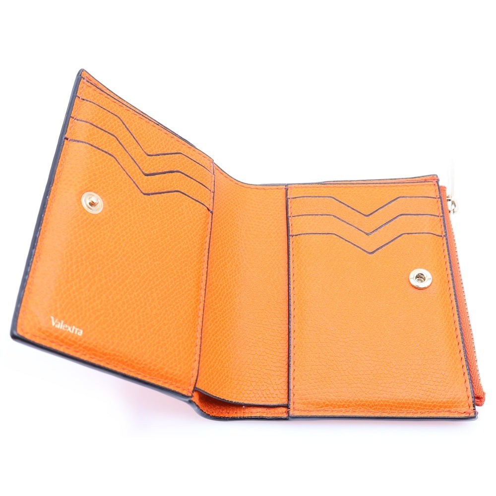 Valextra(ヴァレクストラ) 二つ折りコンパクト財布 ウォレット オレンジ レザー レディース