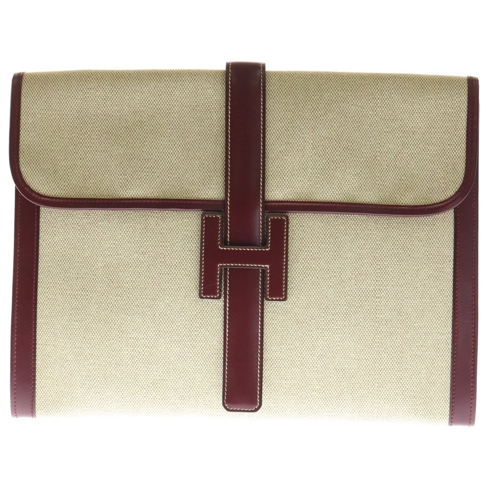 HERMES(エルメス) ジジェ ルージュ×エクリュ ボックスカーフ