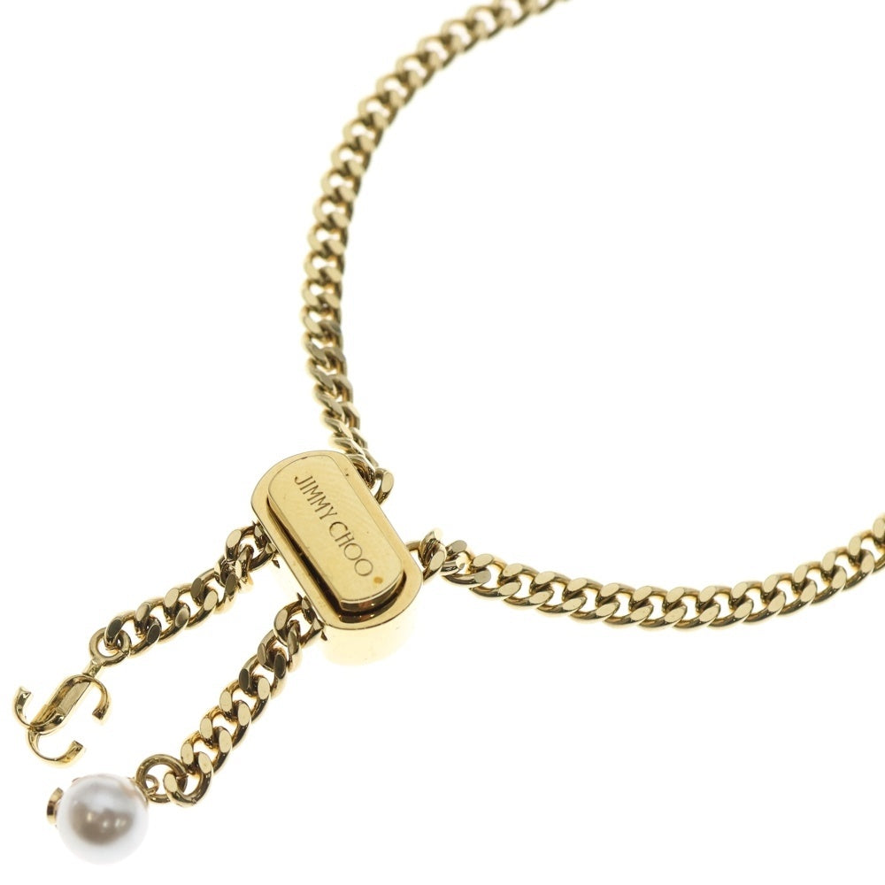JIMMY CHOO(ジミーチュウ) パール X JCチャーム付き Gold フィニッシュメタル ネックレス GP ゴールド アクセサリー レディース