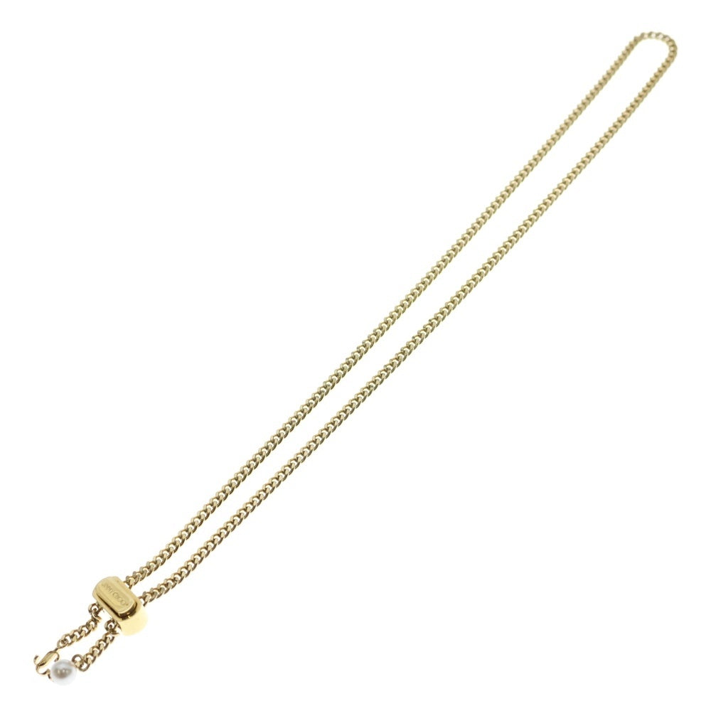 JIMMY CHOO(ジミーチュウ) パール X JCチャーム付き Gold フィニッシュメタル ネックレス GP ゴールド アクセサリー レディース