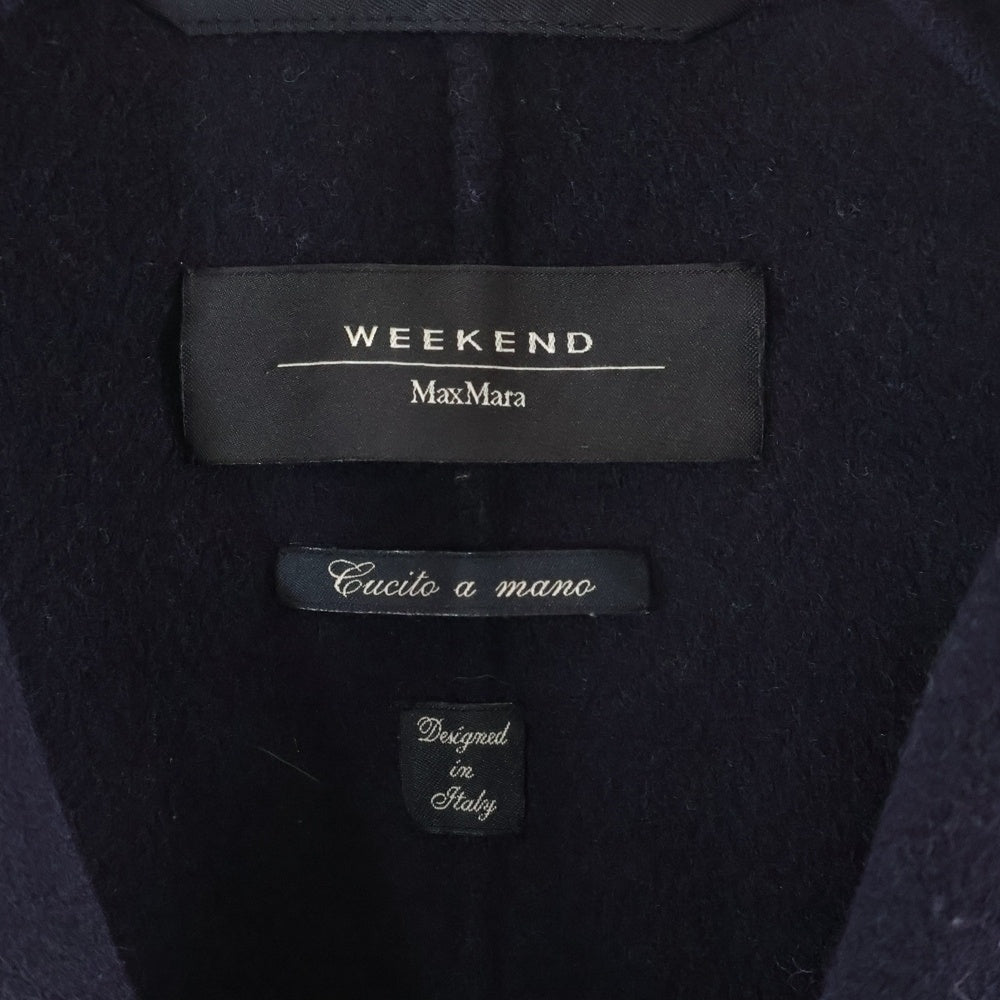 Max Mara(マックスマーラ) メルトンウール ベルト付き ガウン ロングコート ネイビー レディース 50160279