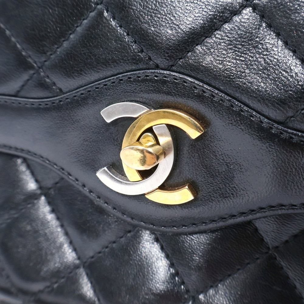 CHANEL(シャネル) マトラッセ パリ限定 ダブルフラップ ダブルチェーン ショルダーバッグ ブラック ラムスキン ゴールド金具 レディース