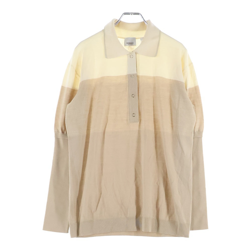 BURBERRY(バーバリー) バイカラー ウールニット ロングスリーブ 長袖ポロシャツ アイボリー/ベージュ 4548705 レディース