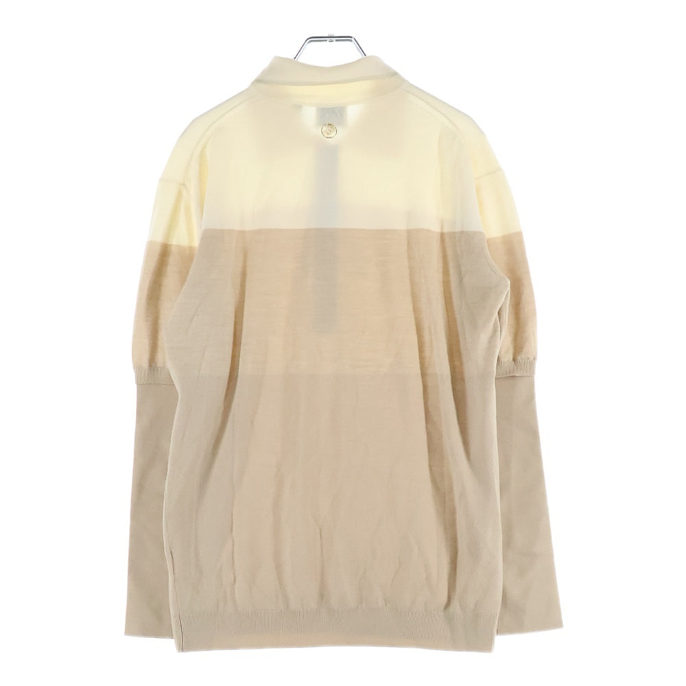 BURBERRY(バーバリー) バイカラー ウールニット ロングスリーブ 長袖ポロシャツ アイボリー/ベージュ 4548705 レディース
