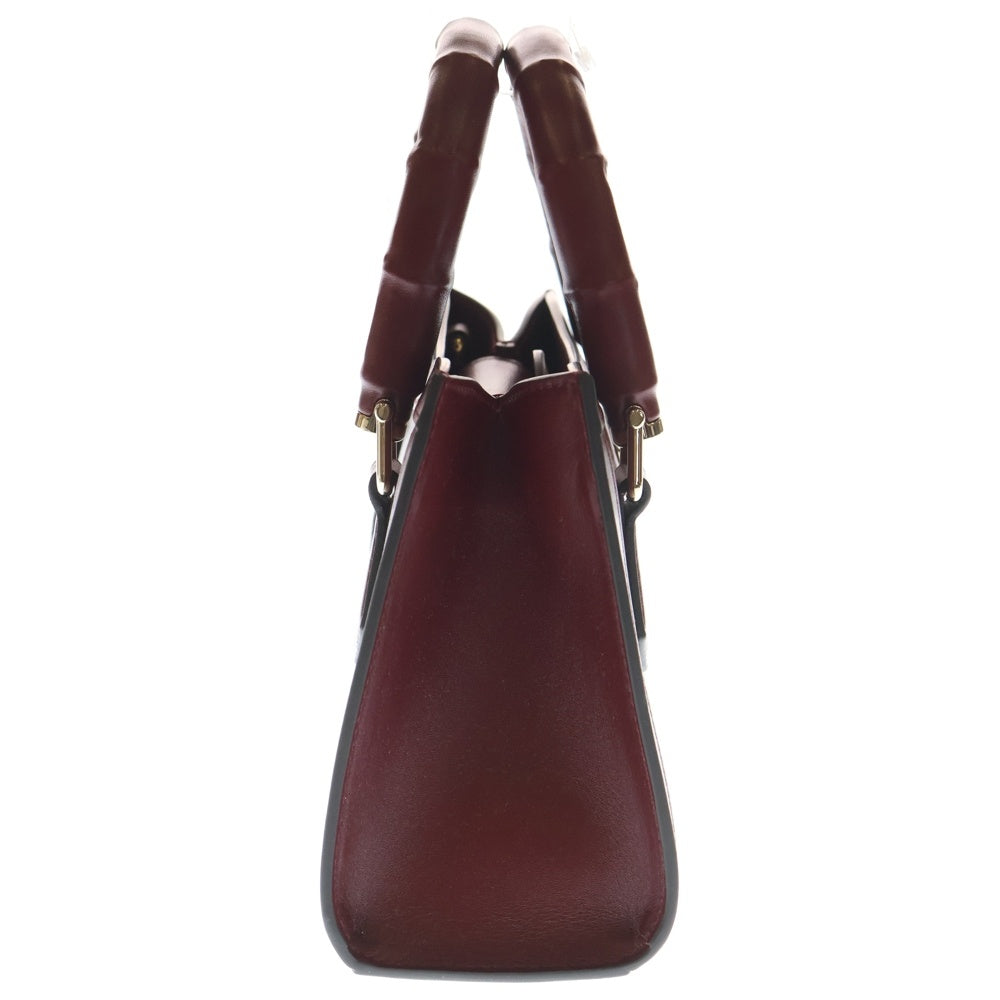 GUCCI(グッチ) ダイアナ GGマーモント バンブー レザー 2WAY ハンド ショルダーバッグ ゴールド金具 ボルドー 828356 レディース