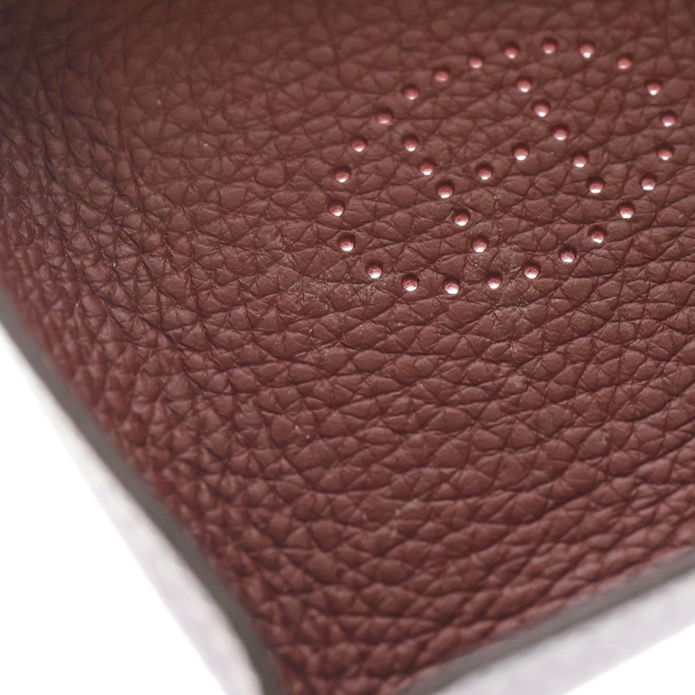 HERMES(エルメス) ヴィドポッシュ トレイ 小物入れ ケース レッド レザー シルバー金具 U刻印 レディース