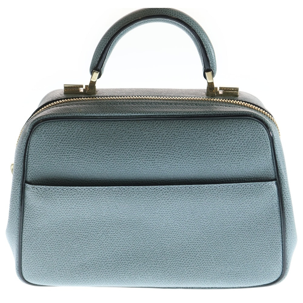 Valextra(ヴァレクストラ) セリエエッセ 2WAYハンドバッグ ショルダーバッグ ミニバッグ スモーキーブルー ライトブルー レザー ゴールド金具 レディース