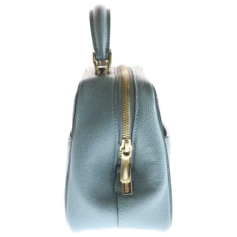 Valextra(ヴァレクストラ) セリエエッセ 2WAYハンドバッグ ショルダーバッグ ミニバッグ スモーキーブルー ライトブルー レザー ゴールド金具 レディース