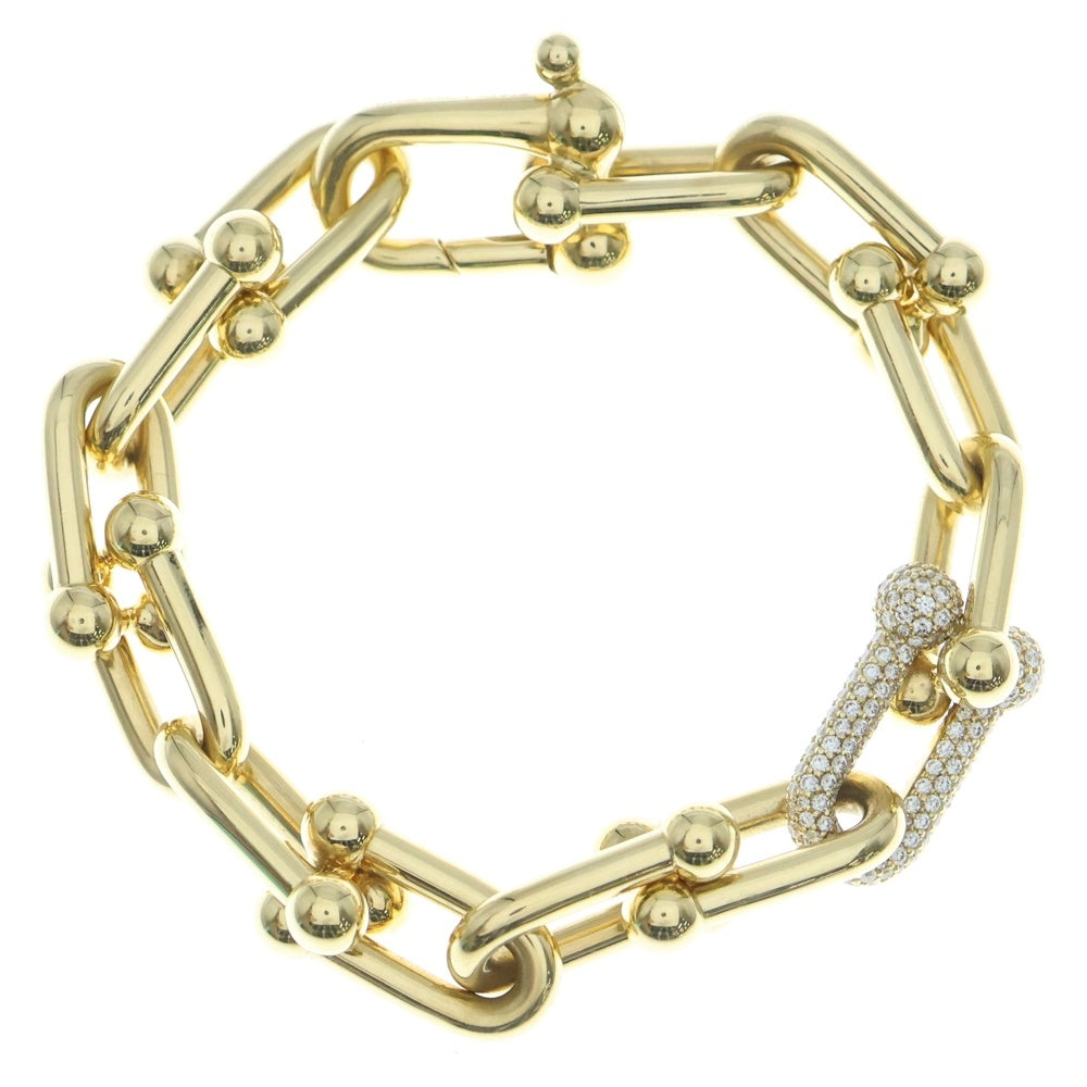 TIFFANY & Co.(ティファニー) ハードウェア ラージ リンク パヴェダイヤ ブレスレッド Au750 K18 YG イエローゴールド レディース