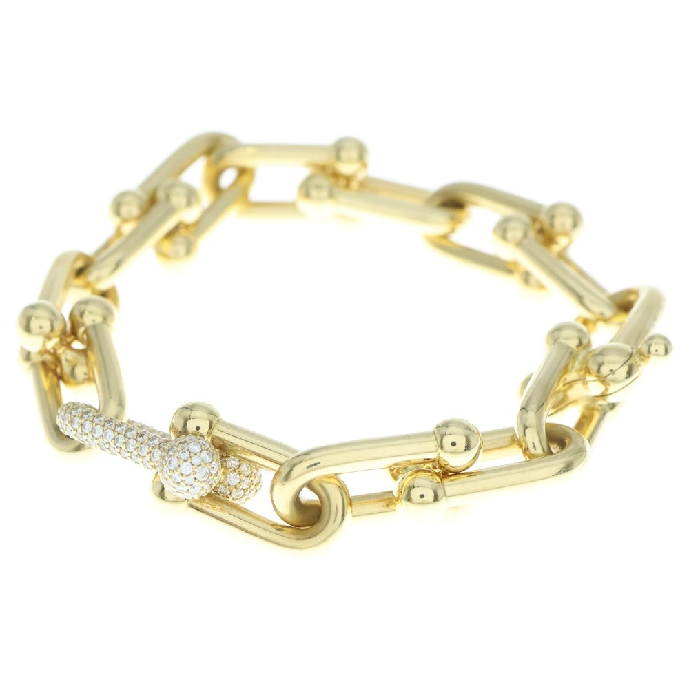 TIFFANY & Co.(ティファニー) ハードウェア ラージ リンク パヴェダイヤ ブレスレッド Au750 K18 YG イエローゴールド