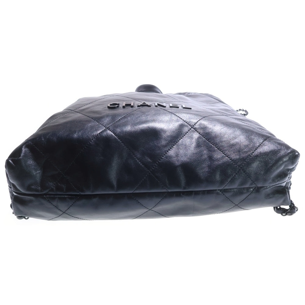 CHANEL(シャネル) シャネル22 シャイニーカーフスキン レザー チェーンショルダーバッグ バックパック リュックサック ブラック金具 ブラック レディース