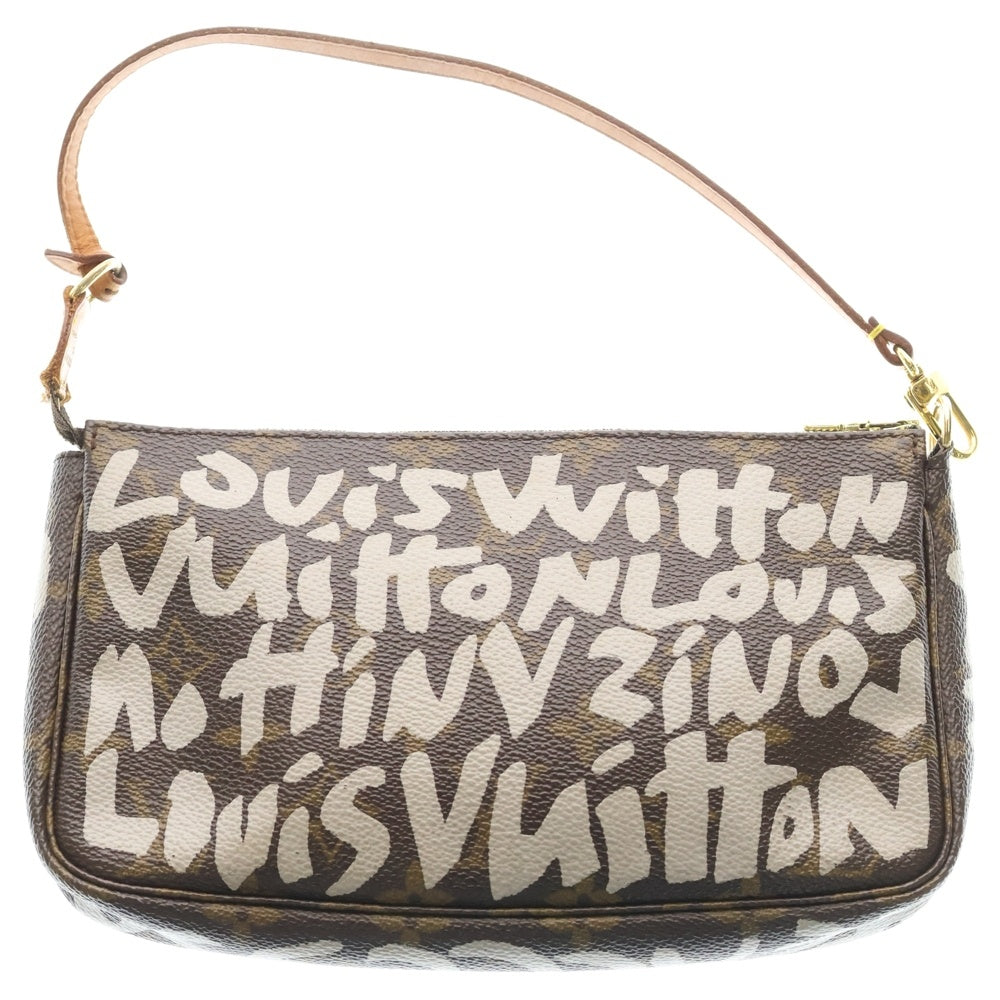 LOUIS VUITTON(ルイヴィトン) モノグラムグラフィティ ポシェットアクセソワール ハンドバッグ ブラウン レザー×PVC M92192 ゴールド金具