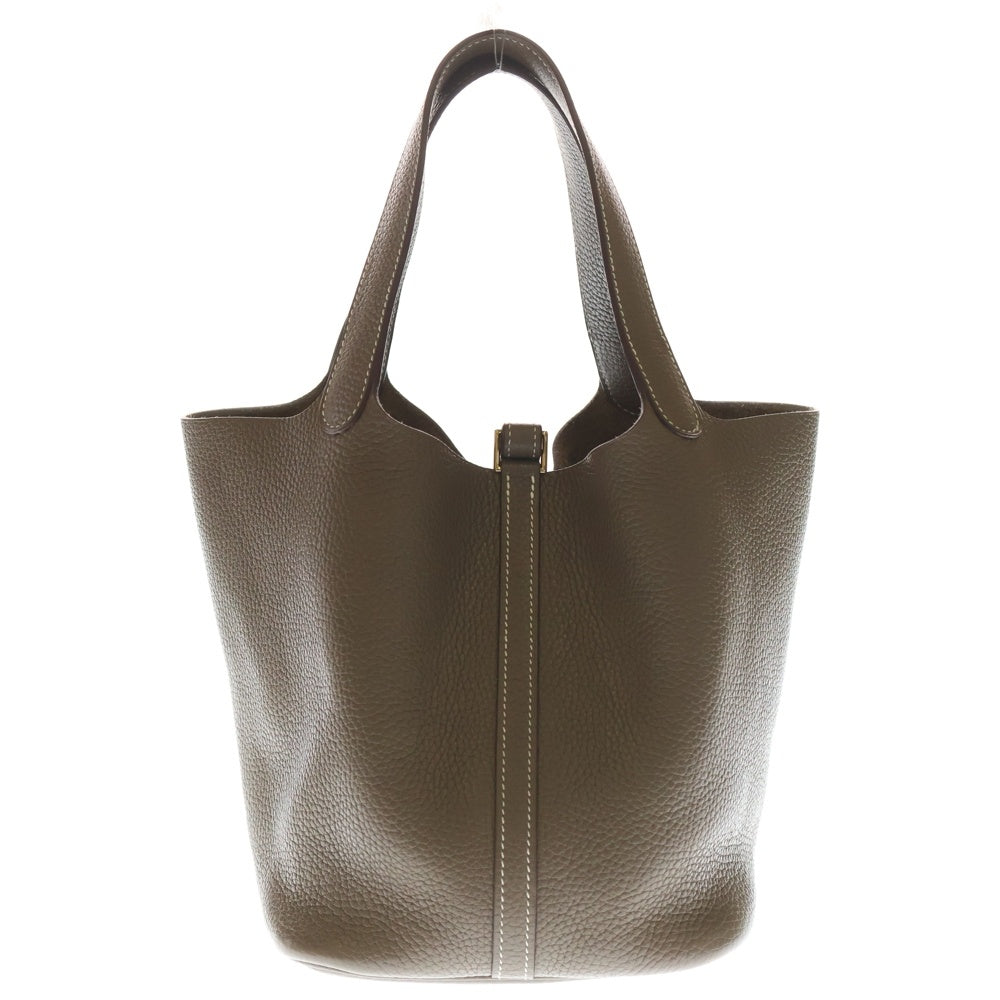 HERMES(エルメス) ピコタンロックMM トリヨン レザーハンドバッグ エトゥープ ゴールド金具 C刻印 レディース
