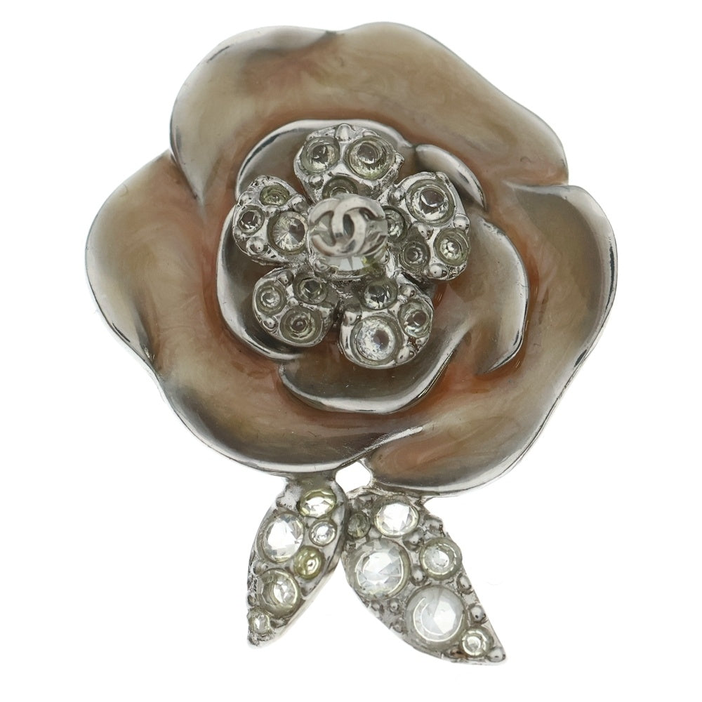 CHANEL(シャネル) 04P カメリアブローチ ピンバッジ ピンクベージュ×シルバー ラインストーン レディース