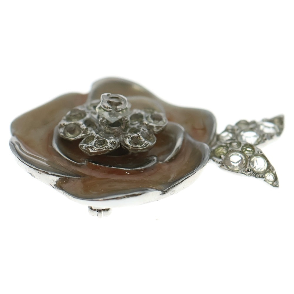 CHANEL(シャネル) 04P カメリアブローチ ピンバッジ ピンクベージュ×シルバー ラインストーン レディース