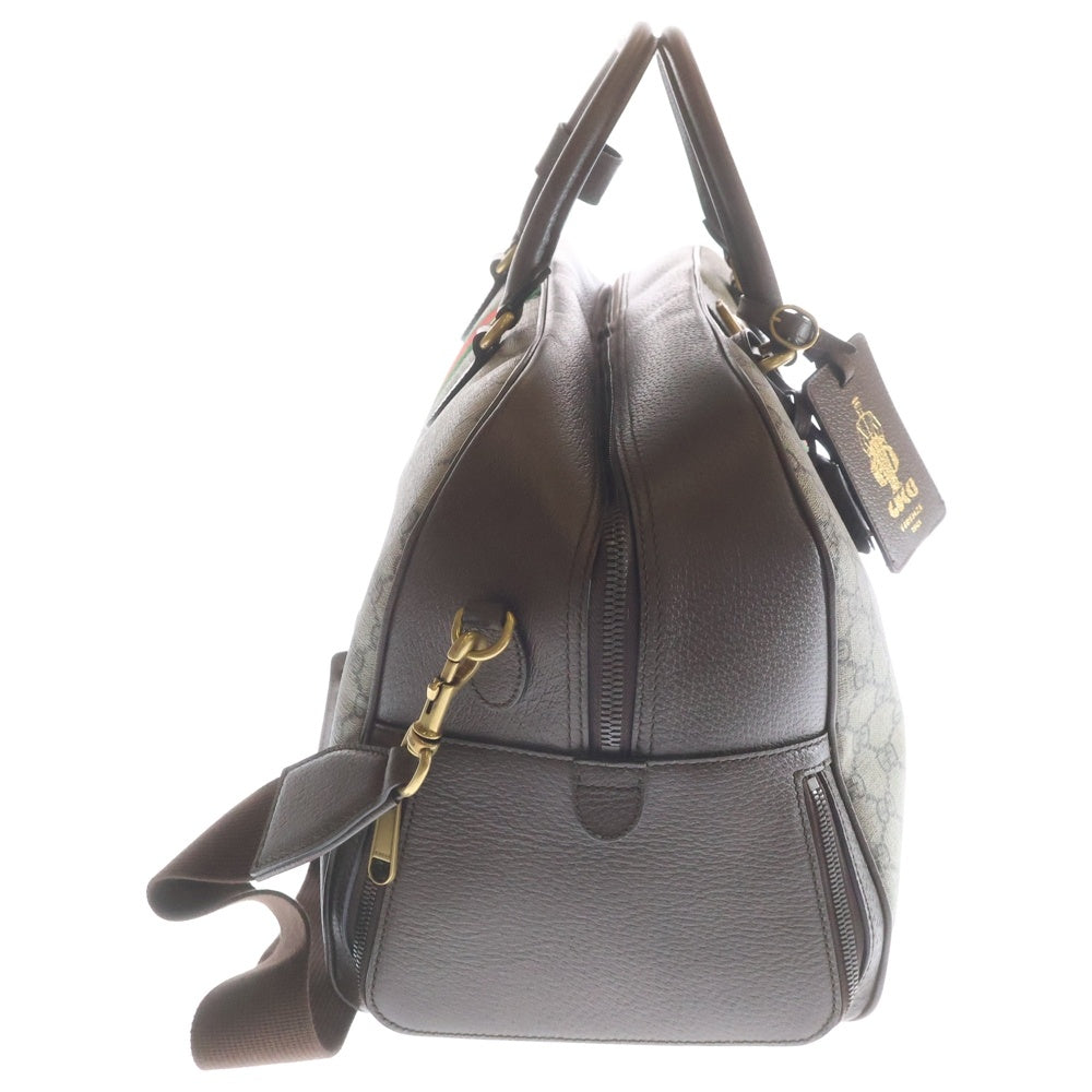 GUCCI(グッチ) GGマーモント スプリーム PVC レザー 2WAY ハンド ショルダー ボストンバッグ ゴールド金具 ベージュ/ブラウン 723310 レディース