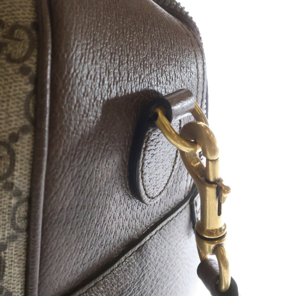 GUCCI(グッチ) GGマーモント スプリーム PVC レザー 2WAY ハンド ショルダー ボストンバッグ ゴールド金具 ベージュ/ブラウン 723310 レディース