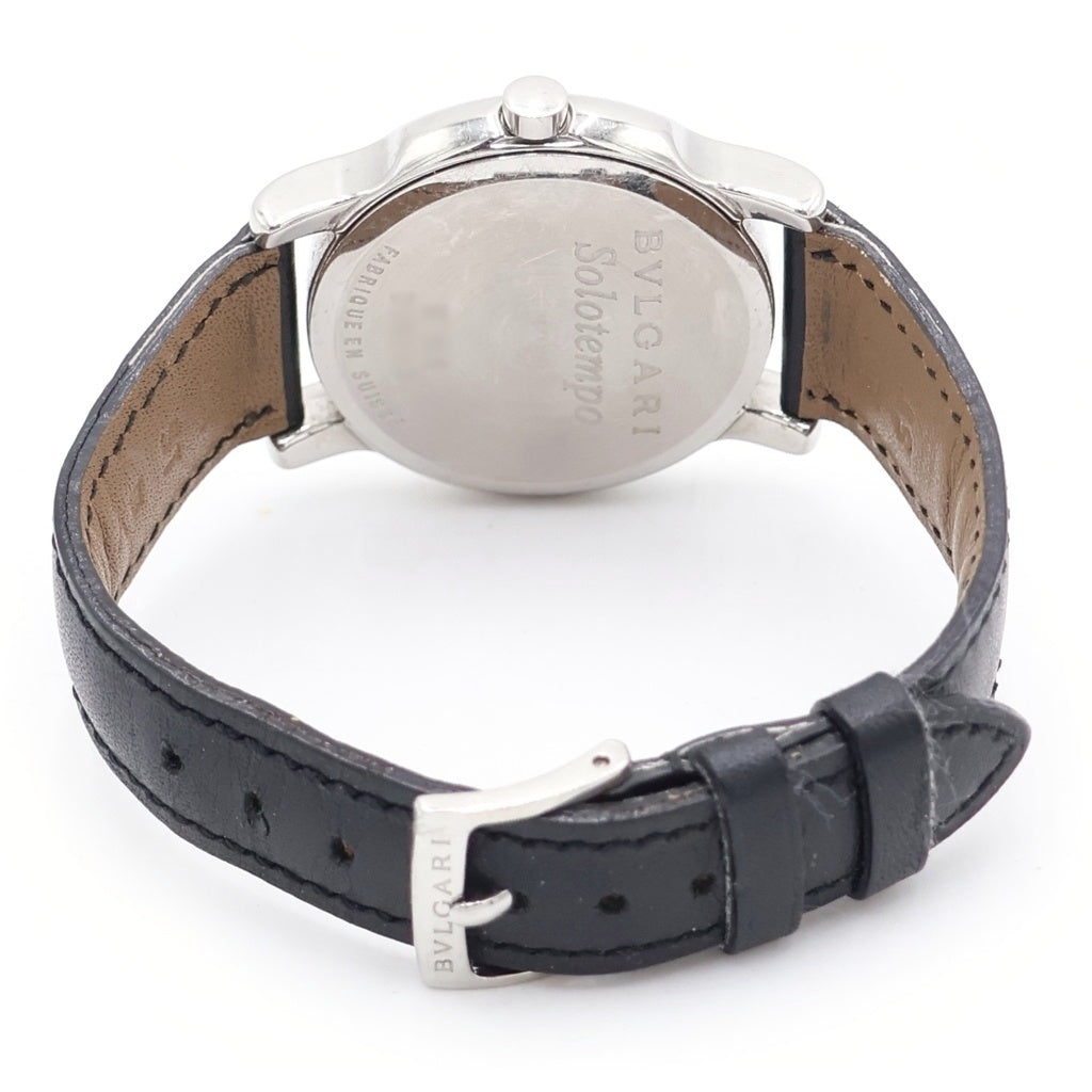 BVLGARI(ブルガリ) ソロテンポ 黒文字盤 シルバー/ブラック ステンレス レザー クォーツ 腕時計 ST35S