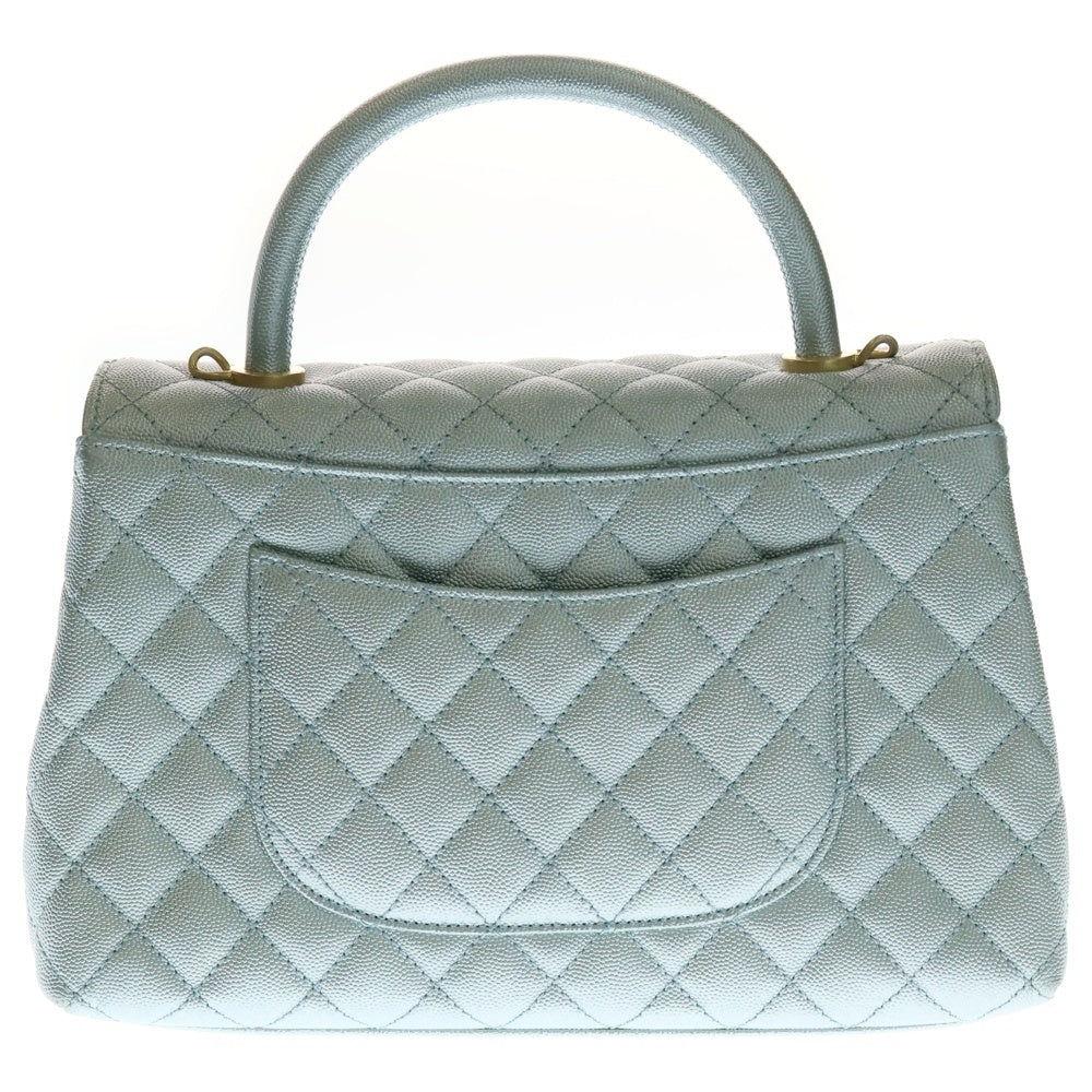 CHANEL(シャネル) ココハンドル 2WAYショルダーバッグ ハンドバッグ メタリックブルー キャビアスキン ゴールド金具 A92991 レディース