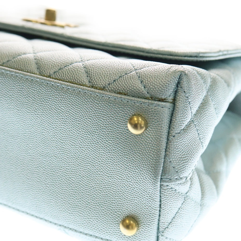 CHANEL(シャネル) ココハンドル 2WAYショルダーバッグ ハンドバッグ メタリックブルー キャビアスキン ゴールド金具 A92991 レディース