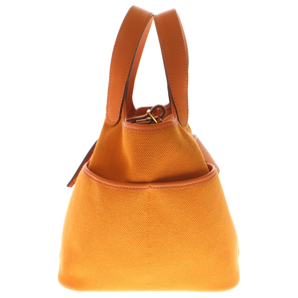 HERMES(エルメス) ピコタンロックPM カーゴ ポケット トワルゴエラン スイフト オレンジ系 ゴールド金具 ハンドバッグ U刻印 レディース