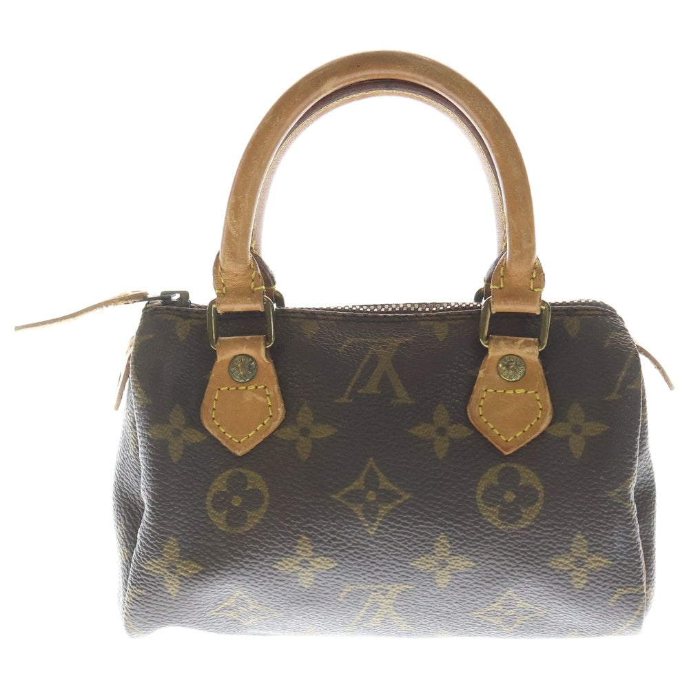 LOUIS VUITTON(ルイヴィトン) モノグラム ナノスピーディ ミニボストンバッグ ハンドバッグ ブラウン レザー×PVC ゴールド金具 レディース