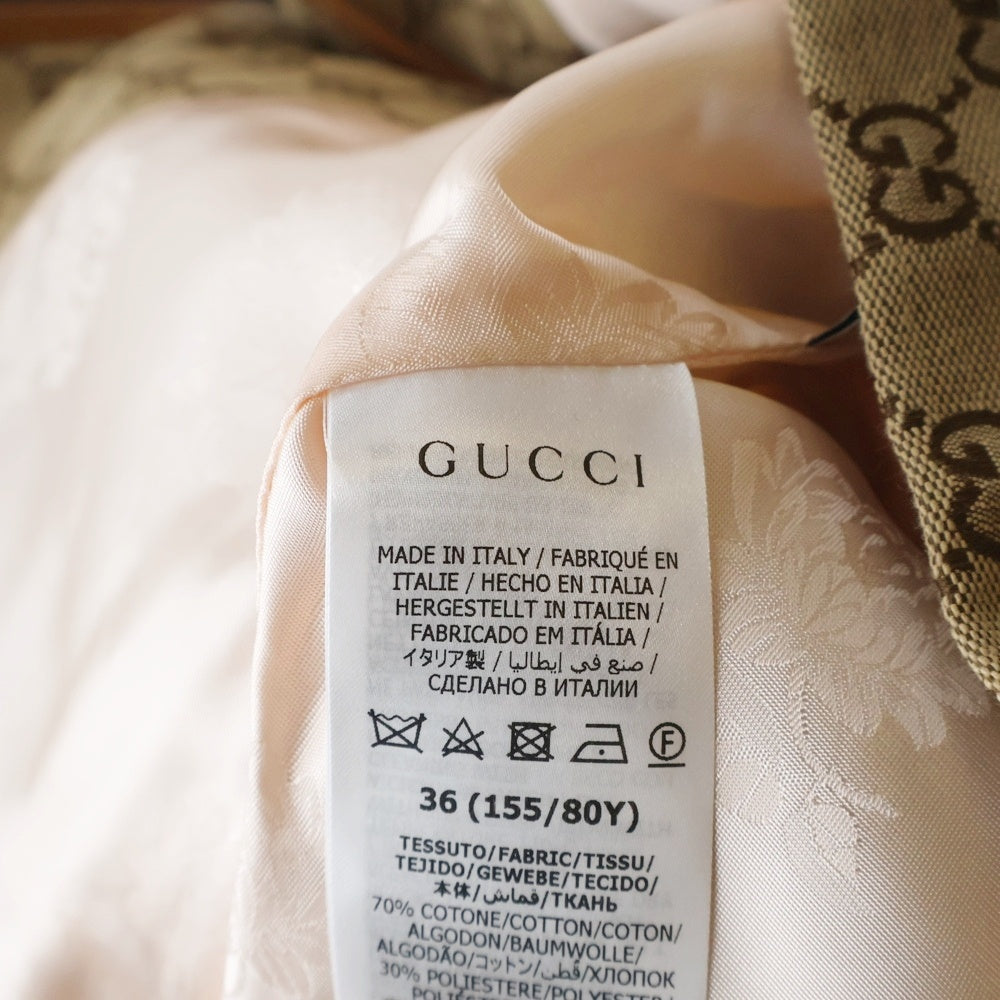 GUCCI(グッチ) GGキャンバス ウェブストライプジャケット ベージュ ブラウン レザー×キャンバス 682302 レディース