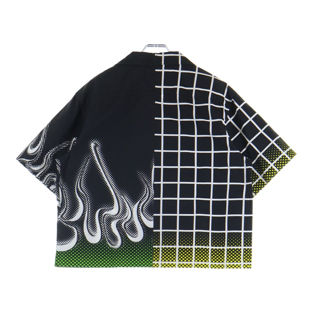 PRADA(プラダ) ダブルマッチポプリン半袖シャツ ブラック×グリーン