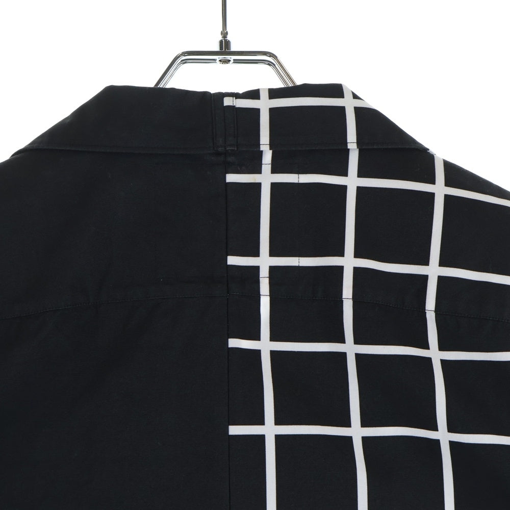 PRADA(プラダ) ダブルマッチポプリン半袖シャツ ブラック×グリーン