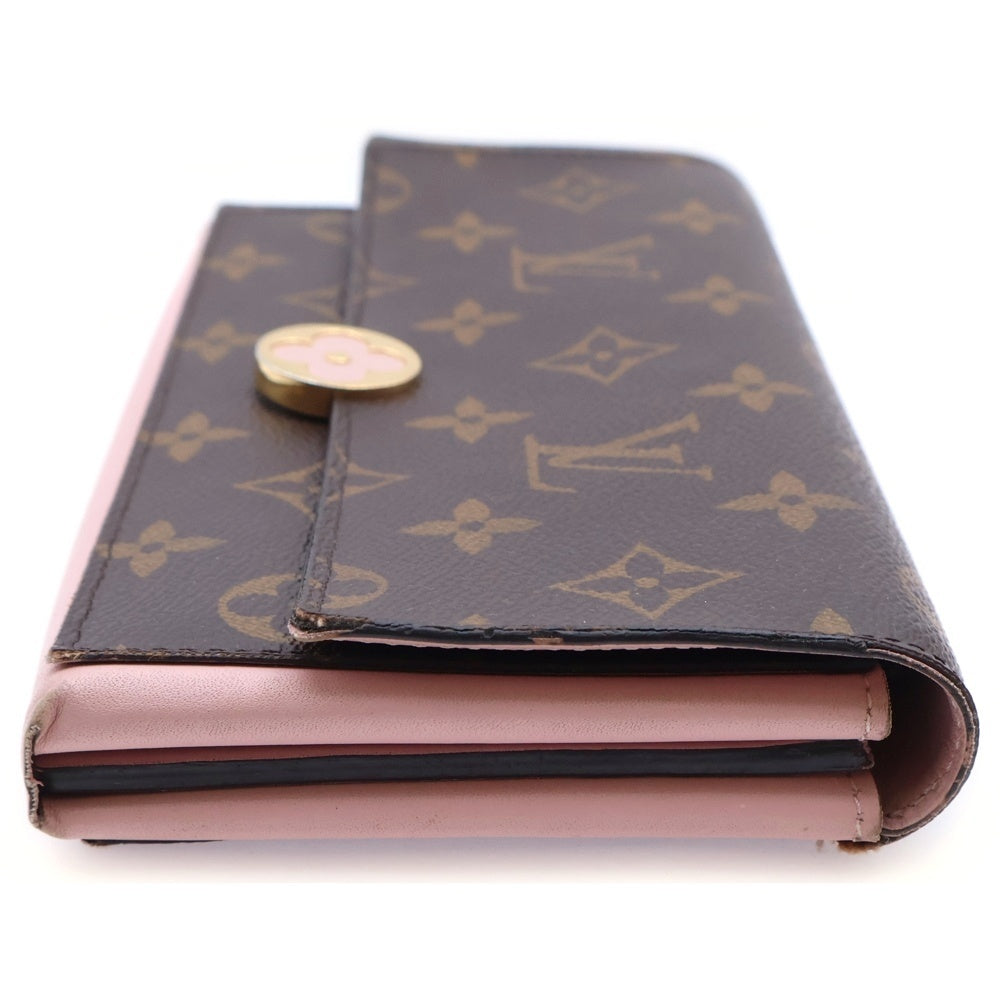 LOUIS VUITTON(ルイヴィトン) モノグラム ポルトフォイユ フロール ロングウォレット 長財布 カードケース ブラウン×ピンク M64586 ゴールド金具 レディース
