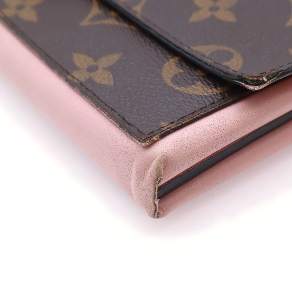 LOUIS VUITTON(ルイヴィトン) モノグラム ポルトフォイユ フロール ロングウォレット 長財布 カードケース ブラウン×ピンク M64586 ゴールド金具 レディース